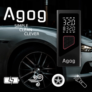 🔋 KOMPRESOR SAMOCHODOWY PRZENOŚNY AKUMULATOROWY POWER BANK 3x2600 mAh LATARKA LED POMPKA PIŁKA MATERAC 10bar Agog R22